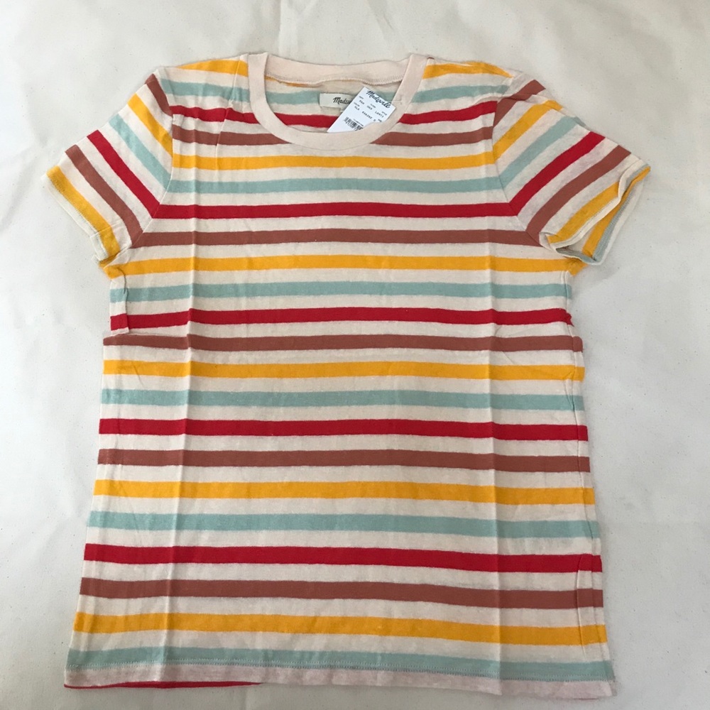 NWT Summer Madewell  Sz S LO-FI SHRUNKEN TEE IN LENNIE STRIPE